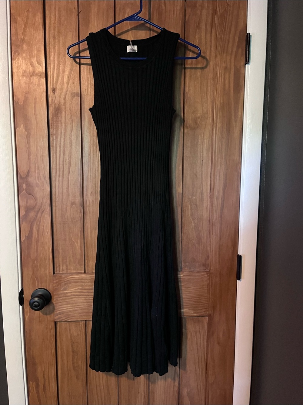a new day Sleeveless Black Ribbed Midi Dress